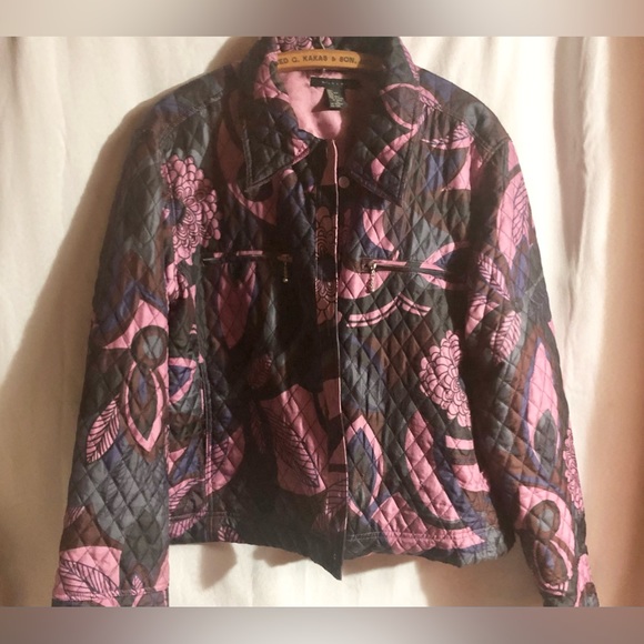 Silk-land Jacket Sz XL Silk Purple Button Down Trucker Quilted Warm Winter - Picture 10 of 15